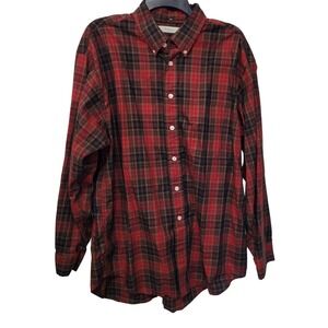 Turnbury Men's Red Plaid Button Down Shirt Long Sleeve 100% Cotton Size XL